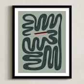 "Squiggly Snake" - Art Print in Cactus by Jenna Holcomb - Framed