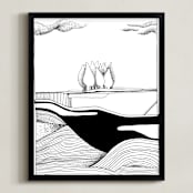 "Tuscan Landscape" - Art Print in Black by Attila - Framed