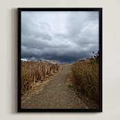 "Into the rain" - Art Print in green-grey by NSMARK - Framed