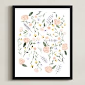 "Wildflowers of North Dakota" - Art Print in Coral by Whitney Todd - Framed