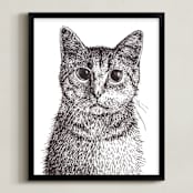 "Kitten" - Art Print in black and white by XL - Framed