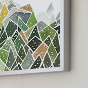 "Landscape of Triangles and Dots" - Art Print in Forest Green by Yao Cheng Design - Frame Close-up