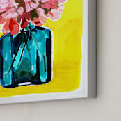 "Peony Bottle" - Art Print in sunshine by Betty Hatchett - Frame Close-up
