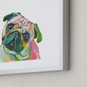 "Mr. Pug" - Art Print in Coral by Makewells - Frame Close-up