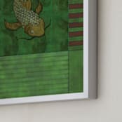 "Don't Be Koi" - Art Print in Moss Green by Lauren Enjeti - Frame Close-up