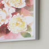 "White David Austin Roses" - Art Print in Wine Red by XL - Frame Close-up