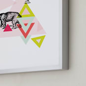"Bear Geo" - Art Print in Dusty Pink by Lady Noble - Frame Close-up