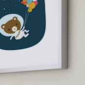 "Astro Bear" - Art Print in Space Navy by Char-Lynn Griffiths - Frame Close-up