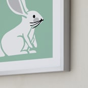 "Nursery Bunny II" - Art Print in Pale Pistachio Green by Luz Alliati - Frame Close-up