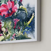 "Morning Glory pink and yellow" - Art Print in crimson pink by Eva Marion - Frame Close-up