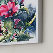 "Morning Glory pink and yellow" - Art Print in crimson pink by Eva Marion - Frame Close-up