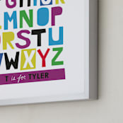 "Paper Cut ABCs" - Personalized Art Print in Plum by Ampersand Design Studio - Frame Close-up