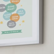 "Good Night World" - Personalized Art Print in Mint by Olivia Raufman - Frame Close-up