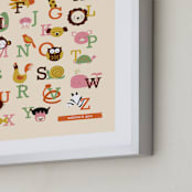 "Animal A to Z" - Personalized Art Print in Vermillion by Anais Lee - Frame Close-up