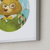 "Thaddeus J. Bear" - Art Print in Grass by Susie Allen - Frame Close-up