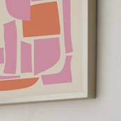"Soulmates" - Art Print in Pink and Orange by Beth Vassalo - Frame Close-up
