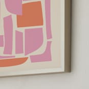 "Soulmates" - Art Print in Pink and Orange by Beth Vassalo - Frame Close-up