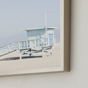 "The Pastel Blue Lifeguard House" - Art Print in Pastel blue by Caroline Mint - Frame Close-up