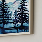 "Into the Woods" - Art Print in Teal by Kelsey McNatt - Frame Close-up