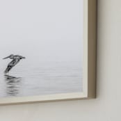 "Pelican on Lake" - Art Print in Medium Grey by Mary Ann Glynn-Tusa - Frame Close-up