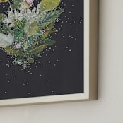 "Night Mint Blossom" - Art Print in velvet black by Jenny Brown - Frame Close-up