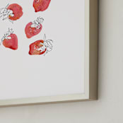 "Strawberries" - Art Print in Strawberry Red by Catilustre - Frame Close-up