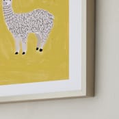 "Sunshine Alpaca" - Art Print in Yellow by SALLY MURPHY - Frame Close-up