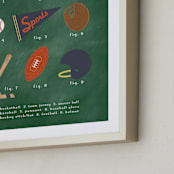"SPORTS PRIMER" - Art Print in Chalkboard Green by Susan Brown - Frame Close-up