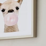 "Bubblegum Animals: Llama" - Art Print in llama fur by Maja Cunningham - Frame Close-up