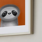 "Cute sloth " - Art Print in Papaya by Farinaz Vaseghi - Frame Close-up