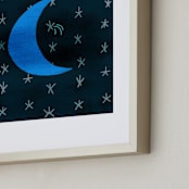 "Blue Moon Above" - Art Print in Deep Blue by Kim Sabel - Frame Close-up