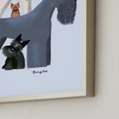"Terrier Dogs" - Art Print in softest blue by Tracy Ann - Frame Close-up