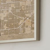 "Tulsa, OK, vintage-looking city map" - Art Print in Sepia by Rosana Laiz Blursbyai - Frame Close-up