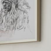 "Peace Warrior" - Art Print in chardcoal by Ramnik Velji - Frame Close-up