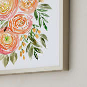 "Watercolor ranunculus" - Art Print in Rose gold and green by Rosana Laiz Blursbyai - Frame Close-up