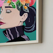 "Audrey's Portrait" - Art Print in Turquoise by Stick and Petal - Frame Close-up