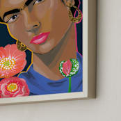 "Frida's Portrait" - Art Print in Deep Blue by Stick and Petal - Frame Close-up