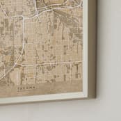 "Tacoma, WA, vintage-looking city map" - Art Print in Sepia by Rosana Laiz Blursbyai - Frame Close-up