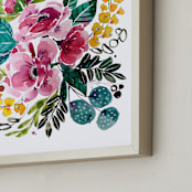 "Watercolor Botanicals2" - Art Print in pink peony by Stick and Petal - Frame Close-up