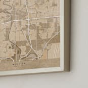 "Wichita, KA, vintage-looking city map" - Art Print in Sepia by Rosana Laiz Blursbyai - Frame Close-up
