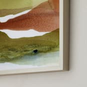 "Earthy Mountain Waves no.1" - Art Print in Khaki Green by Shina Choi - Frame Close-up