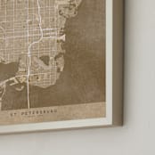 "St. Petersburg, FL vintage-looking map" - Art Print in Sepia by Rosana Laiz Blursbyai - Frame Close-up