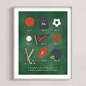 "SPORTS PRIMER" - Art Print in Chalkboard Green by Susan Brown - Framed