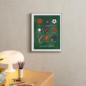 "SPORTS PRIMER" - Art Print in Chalkboard Green by Susan Brown - In a Room