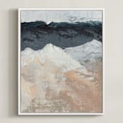 "Mountain Movements" - Art Print in Deep Teal by Kristen Franklin - Framed Canvas