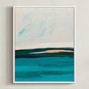 "Hawaiian Reef Abstract Painting" - Art Print in turquoise blue by Caryn Owen - Framed Canvas