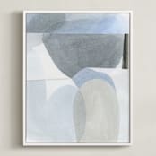 "Construct 3" - Art Print in Soft Blues by Ashleigh Ninos - Framed Canvas