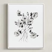 "Greyscale Poppies" - Art Print in greyscale by Shannon Kirsten - Framed Canvas