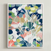 "Summer Rising" - Art Print in Slate Blue by Nancy Ramirez - Framed Canvas