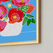 "Vivid Bouquet" - Art Print in Sky Blue by Stick and Petal - Frame Close-up